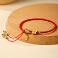 Nimara Ritual Hetian Jade Small Peach Blossom Fu Character Charm Luck String Bracelet