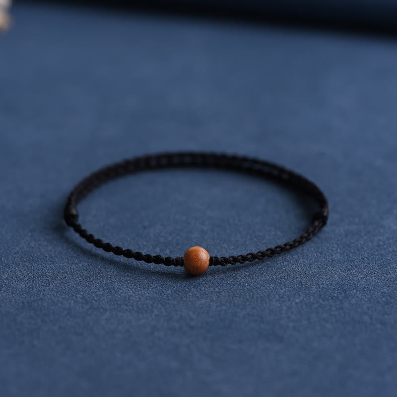 Nimara Ritual Natural Peach Wood Bead Ward Off Evil Spirits Braided Bracelet