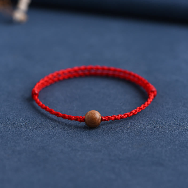 Nimara Ritual Natural Peach Wood Bead Ward Off Evil Spirits Braided Bracelet