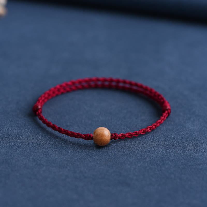Nimara Ritual Natural Peach Wood Bead Ward Off Evil Spirits Braided Bracelet