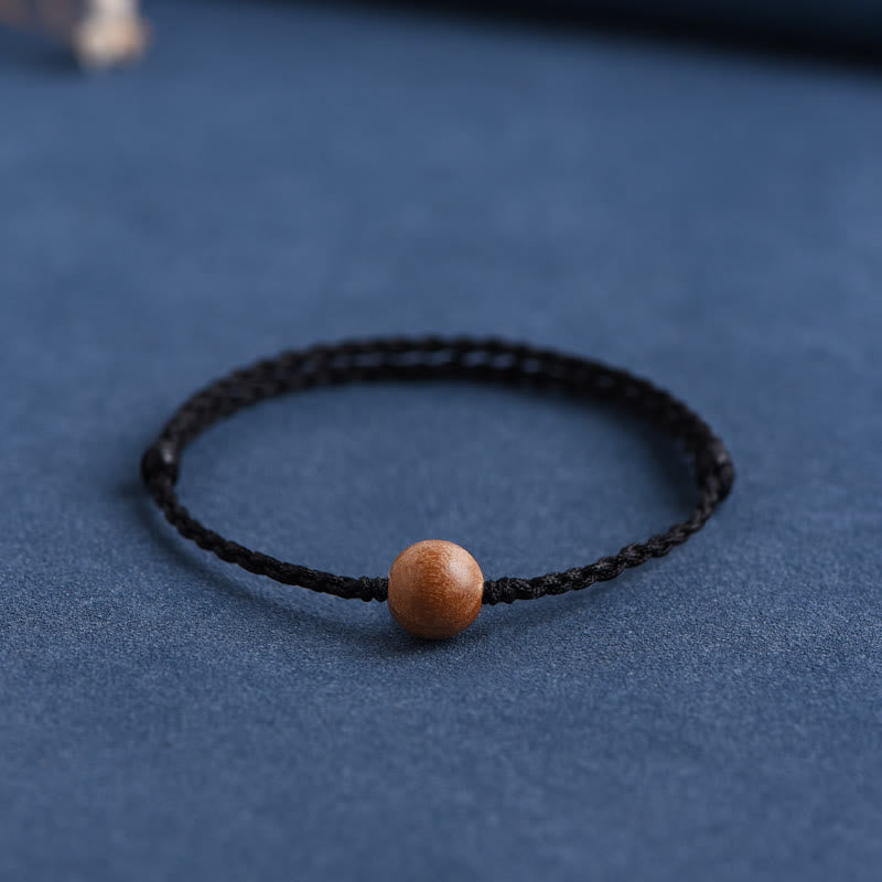 Nimara Ritual Natural Peach Wood Bead Ward Off Evil Spirits Braided Bracelet