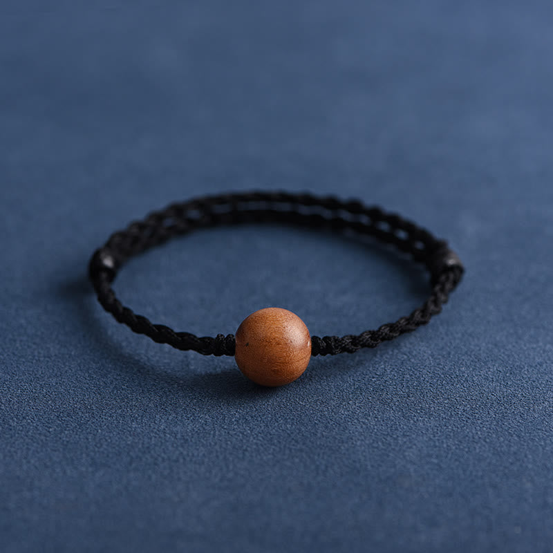 Nimara Ritual Natural Peach Wood Bead Ward Off Evil Spirits Braided Bracelet