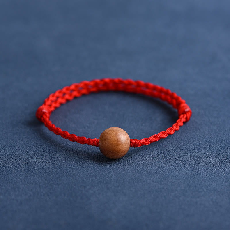 Nimara Ritual Natural Peach Wood Bead Ward Off Evil Spirits Braided Bracelet