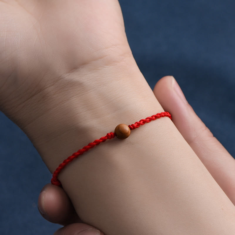 Nimara Ritual Natural Peach Wood Bead Ward Off Evil Spirits Braided Bracelet