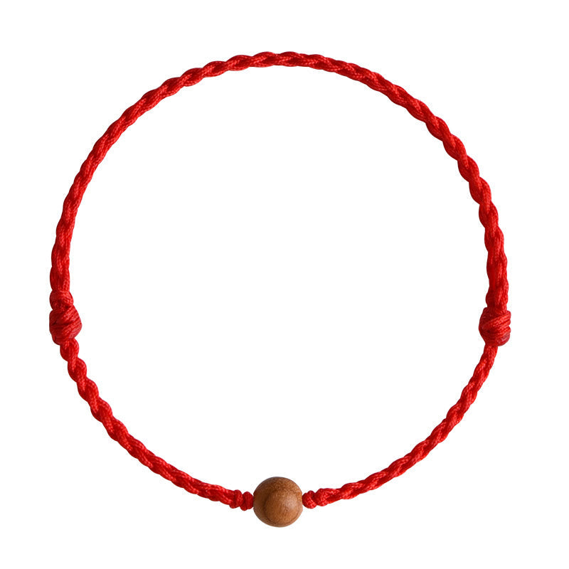Nimara Ritual Natural Peach Wood Bead Ward Off Evil Spirits Braided Bracelet