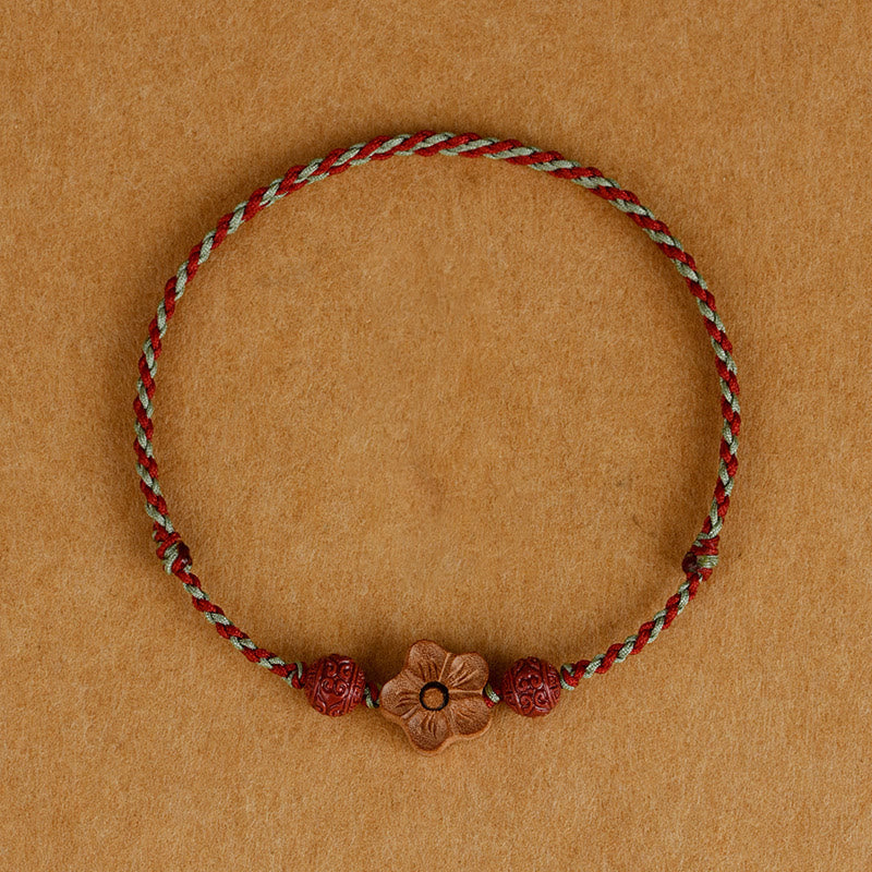 Nimara Ritual Peach Wood Small Peach Blossom Cinnabar Wealth String Bracelet Anklet