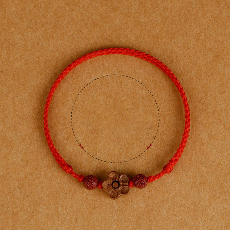 Nimara Ritual Peach Wood Small Peach Blossom Cinnabar Wealth String Bracelet Anklet
