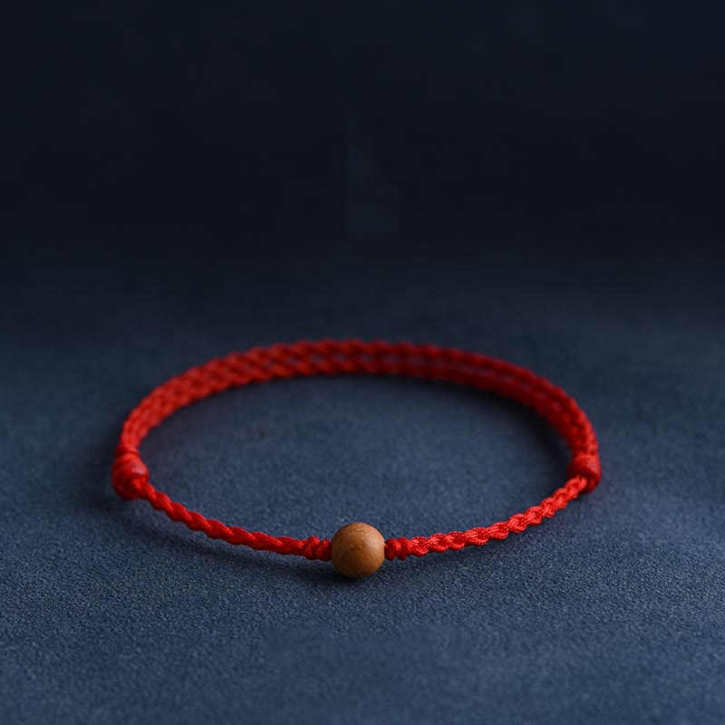 Nimara Ritual Natural Peach Wood Bead Ward Off Evil Spirits Braided Bracelet