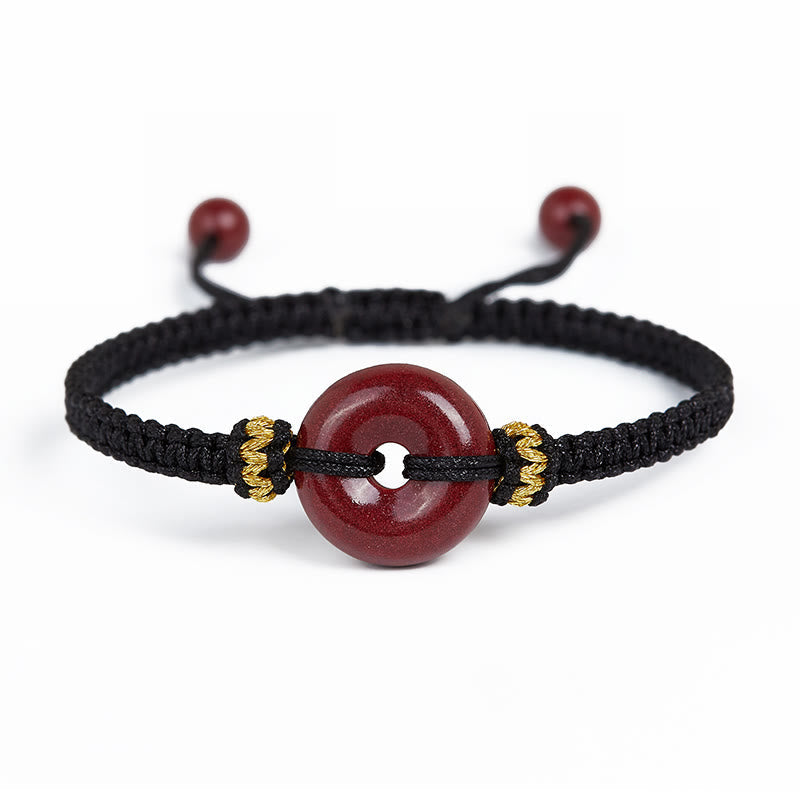 Nimara Ritual Handmade Cinnabar Round Peace Buckle Concentration Braided Bracelet