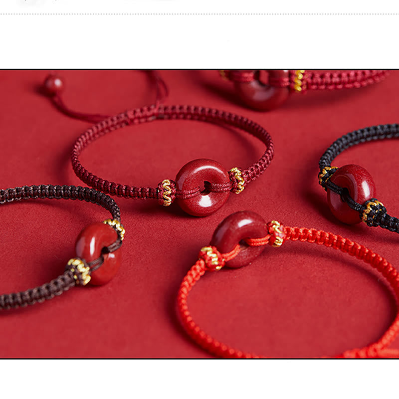 Nimara Ritual Handmade Cinnabar Round Peace Buckle Concentration Braided Bracelet