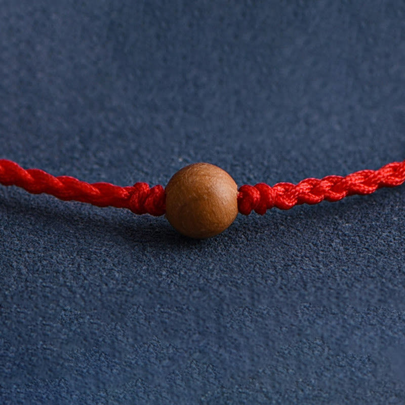 Nimara Ritual Natural Peach Wood Bead Ward Off Evil Spirits Braided Bracelet