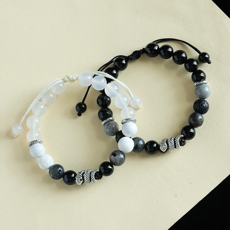 Nimara Ritual Black Onyx Black Glitter Stone White Agate White Turquoise Year Of The Snake Protection Bracelet