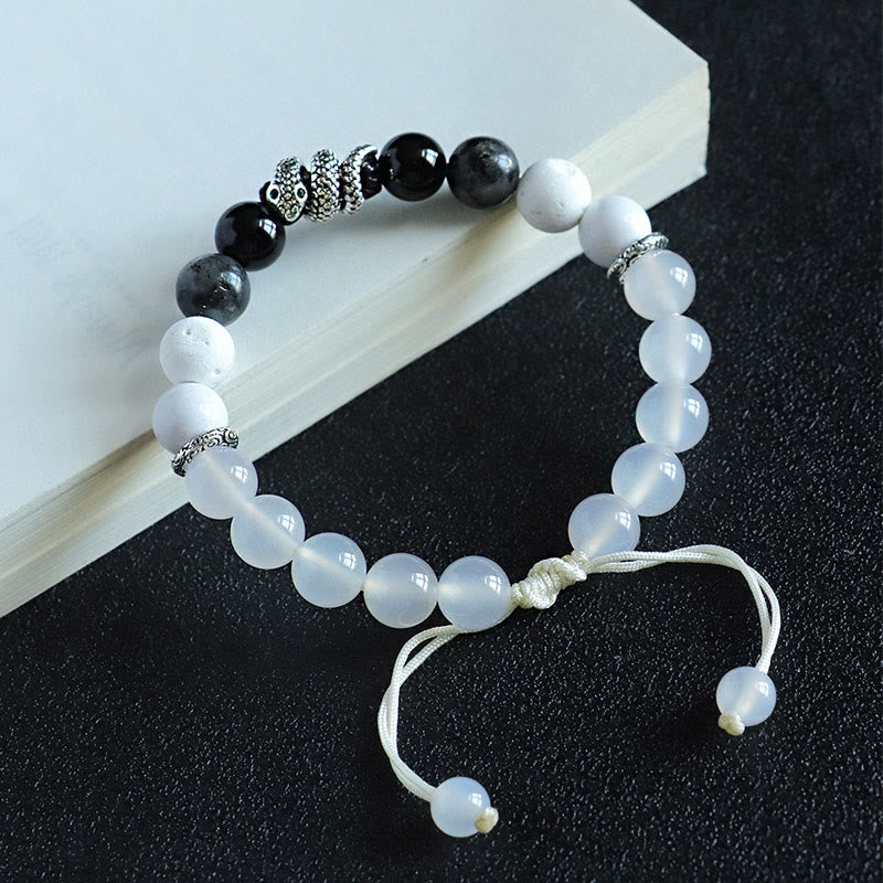 Nimara Ritual Black Onyx Black Glitter Stone White Agate White Turquoise Year Of The Snake Protection Bracelet