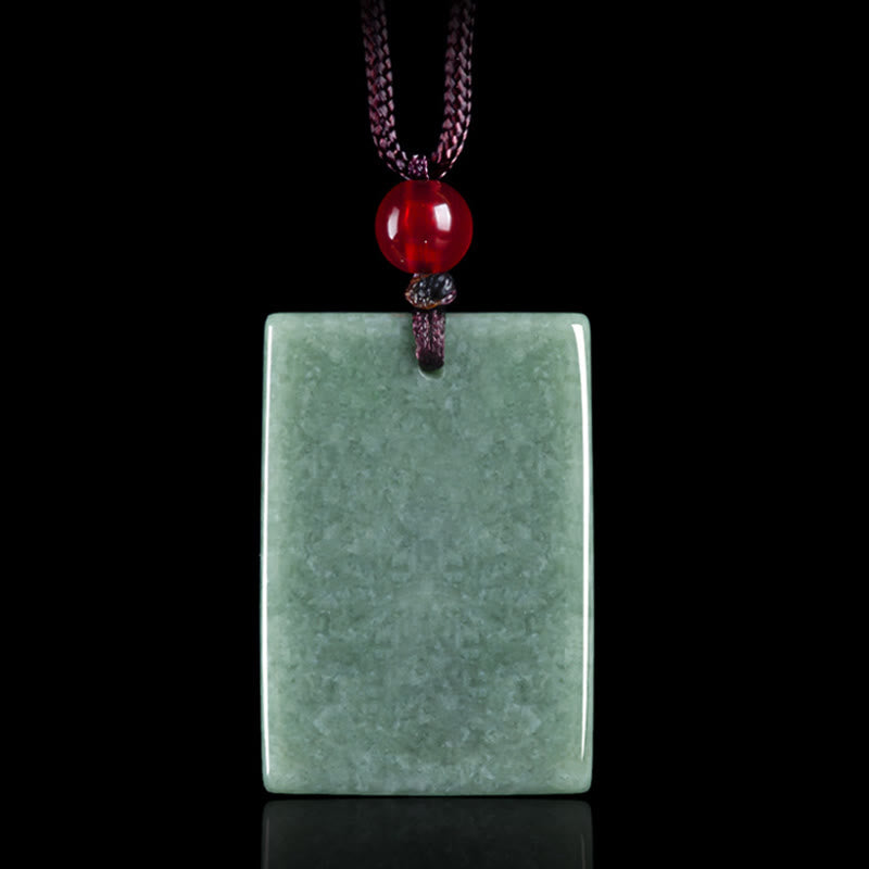 Nimara Ritual Formless Buddha Jade Square Amulet Prosperity String Necklace Pendant