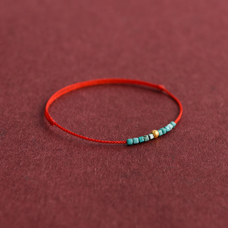Nimara Ritual 999 Gold Beads Turquoise Protection Braided Bracelet Anklet