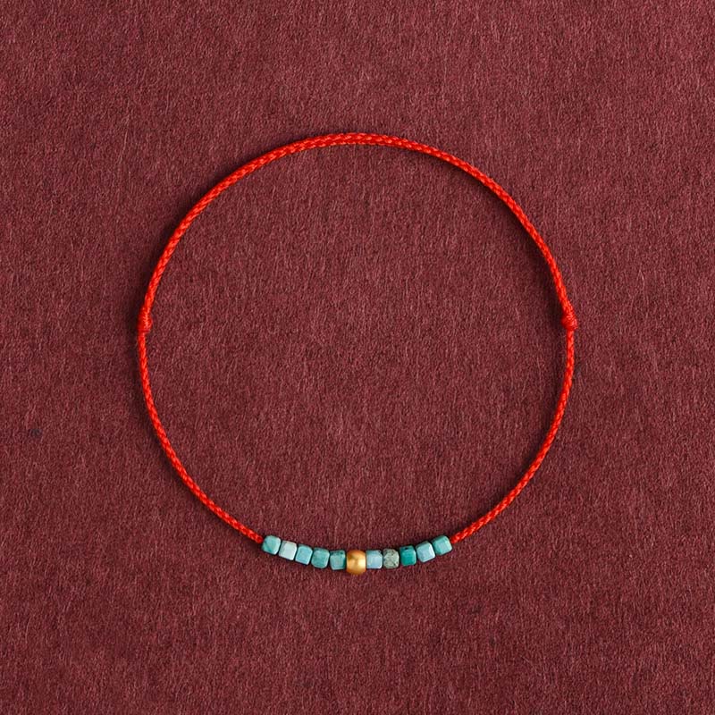Nimara Ritual 999 Gold Beads Turquoise Protection Braided Bracelet Anklet