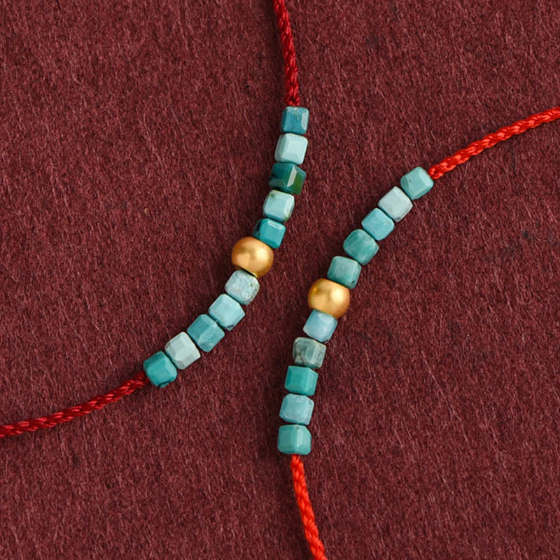 Nimara Ritual 999 Gold Beads Turquoise Protection Braided Bracelet Anklet