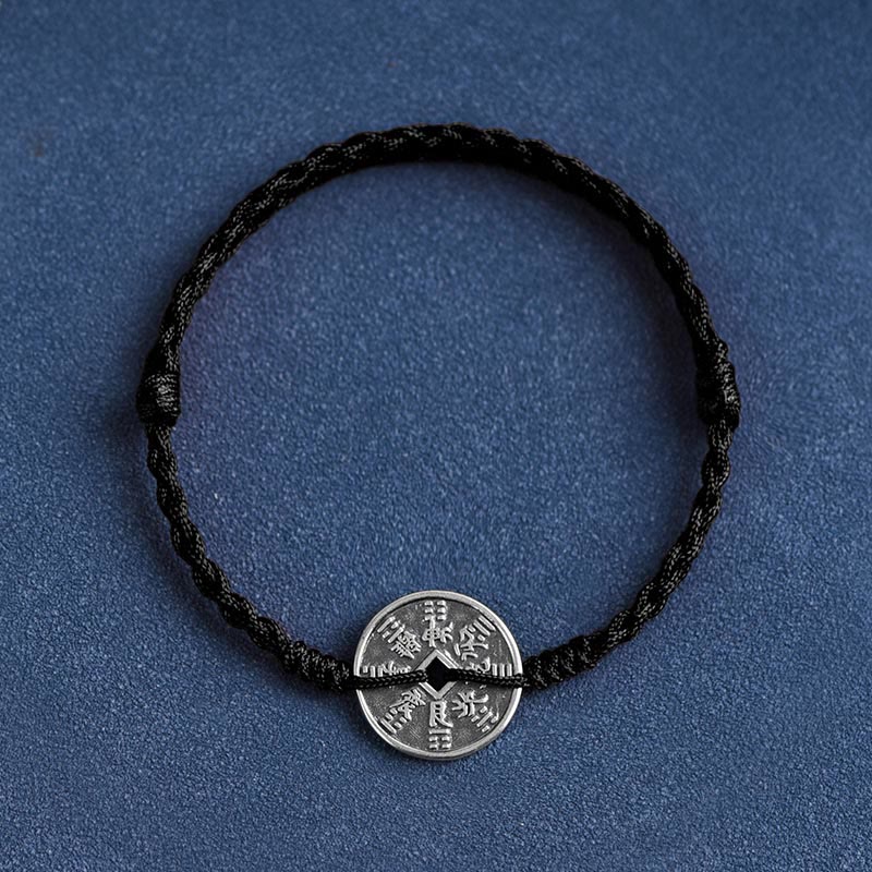 Nimara Ritual 925 Sterling Silver Coin Protection Braided Bracelet Anklet