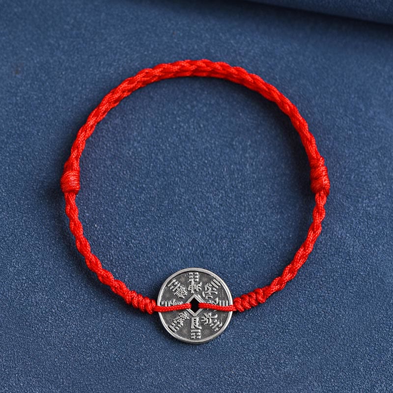 Nimara Ritual 925 Sterling Silver Coin Protection Braided Bracelet Anklet
