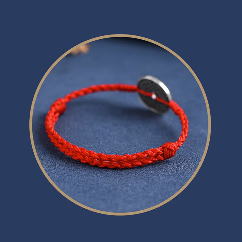 Nimara Ritual 925 Sterling Silver Coin Protection Braided Bracelet Anklet