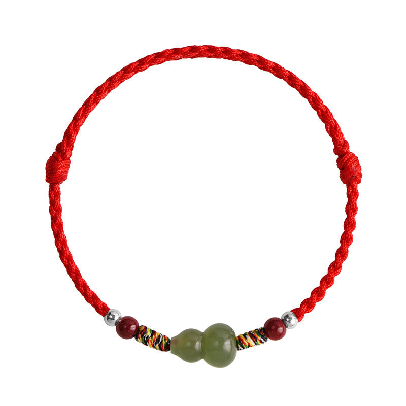 Nimara Ritual Natural Hetian Jade Gourd Protection Luck Braided Bracelet Anklet