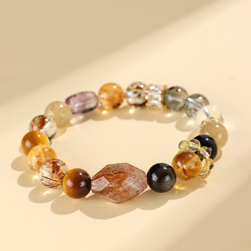 Nimara Ritual Super Seven Crystal Topaz Obsidian Tiger Eye Positivity Bracelet