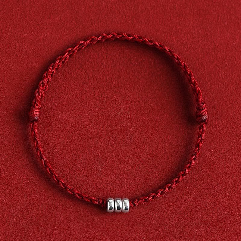 Nimara Ritual 925 Sterling Silver Beads Protection Luck Braided Bracelet Anklet