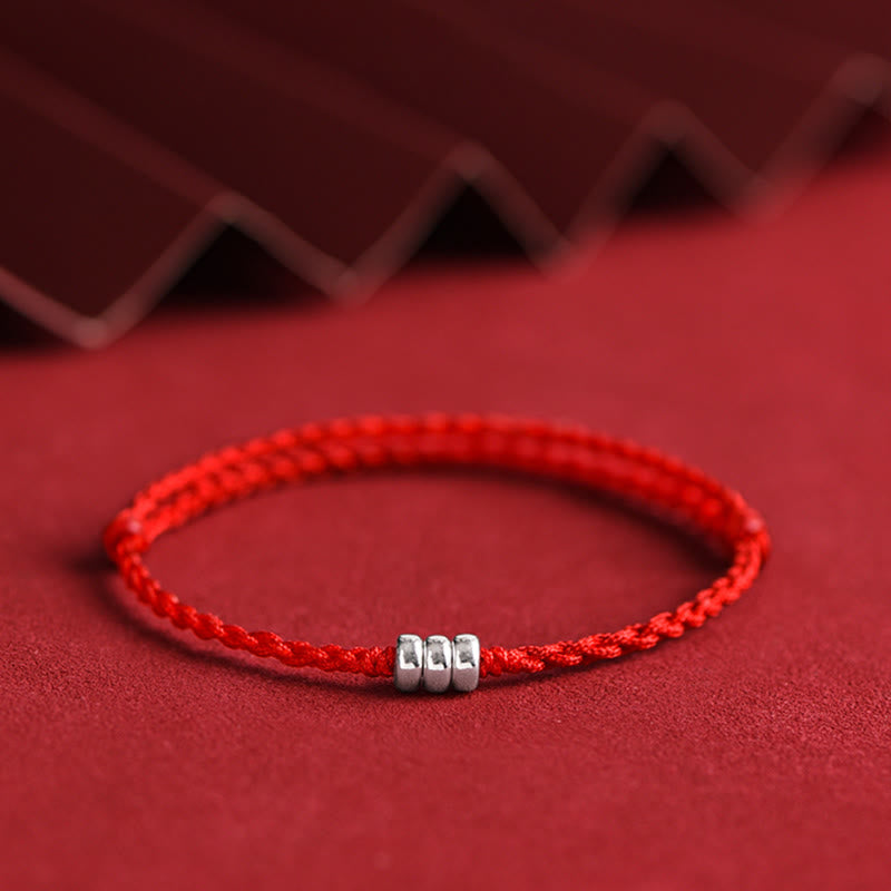 Nimara Ritual 925 Sterling Silver Beads Protection Luck Braided Bracelet Anklet