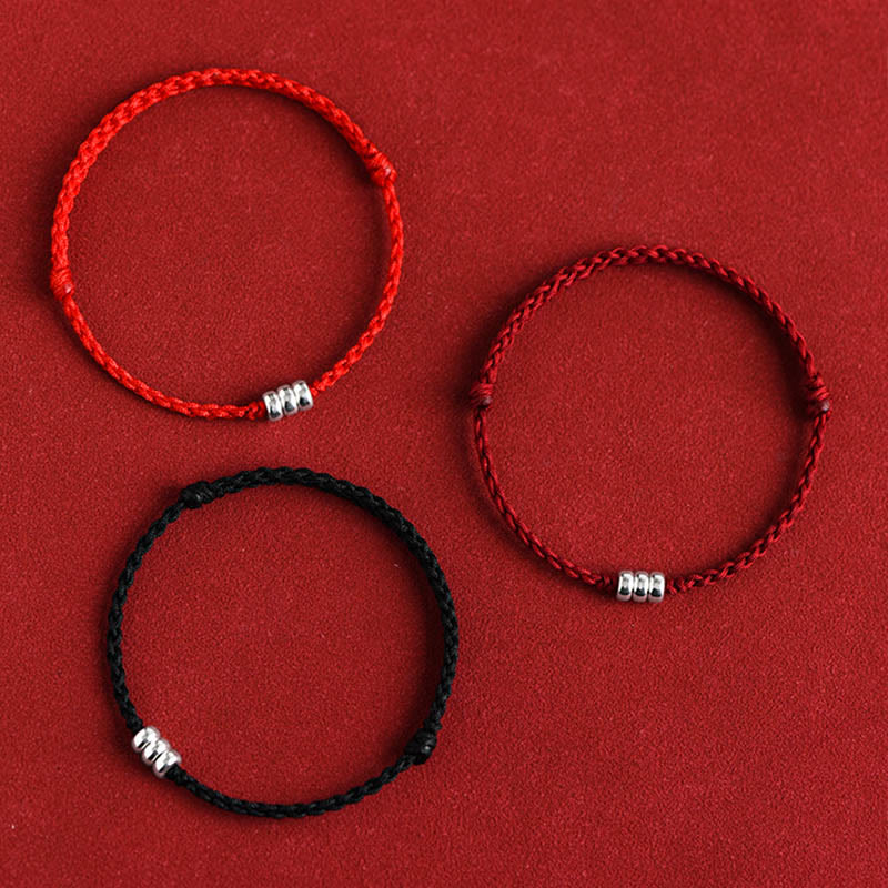 Nimara Ritual 925 Sterling Silver Beads Protection Luck Braided Bracelet Anklet