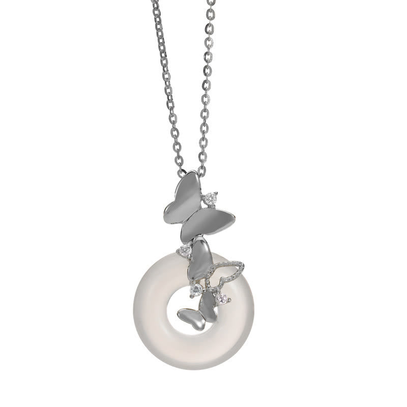 Nimara Ritual 925 Sterling Silver Butterfly Chalcedony Peace Buckle Blessing Luck Necklace Pendant