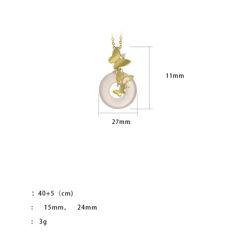 Nimara Ritual 925 Sterling Silver Butterfly Chalcedony Peace Buckle Blessing Luck Necklace Pendant