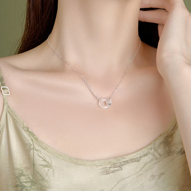 Nimara Ritual 925 Sterling Silver Tulip Chalcedony Peace Buckle Fortune Necklace Pendant