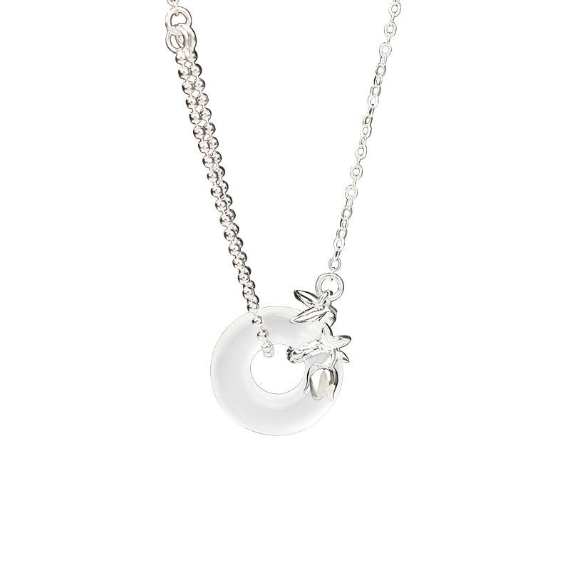 Nimara Ritual 925 Sterling Silver Tulip Chalcedony Peace Buckle Fortune Necklace Pendant