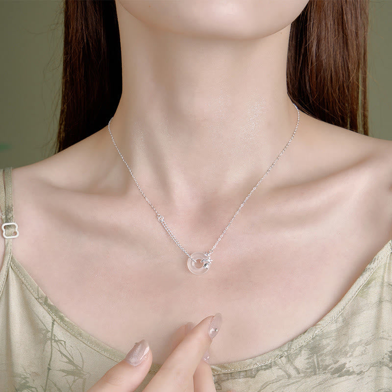 Nimara Ritual 925 Sterling Silver Tulip Chalcedony Peace Buckle Fortune Necklace Pendant