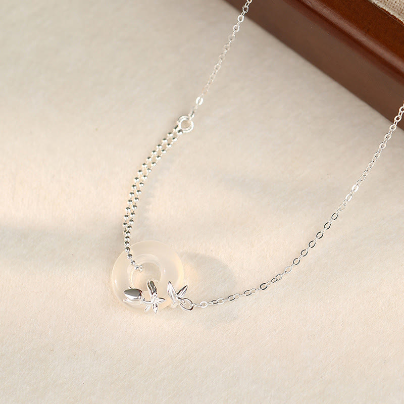 Nimara Ritual 925 Sterling Silver Tulip Chalcedony Peace Buckle Fortune Necklace Pendant