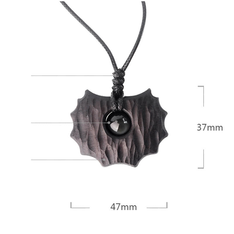 Nimara Ritual Ebony Wood Obsidian Irregular Shape Peace Calm Necklace Pendant