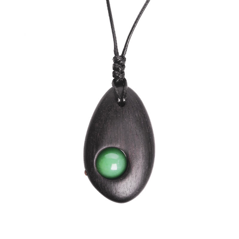 Nimara Ritual Ebony Wood Green Aventurine Peace Calm Necklace Pendant