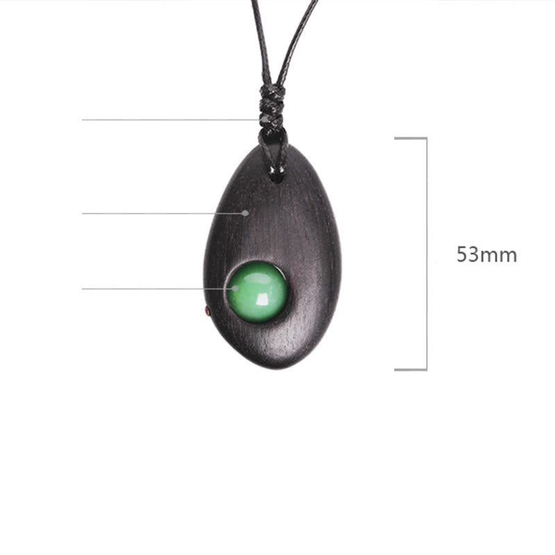 Nimara Ritual Ebony Wood Green Aventurine Peace Calm Necklace Pendant