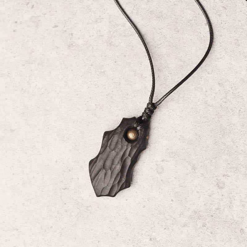 Nimara Ritual Ebony Wood Irregular Shape Copper Bead Peace Calm Necklace Pendant