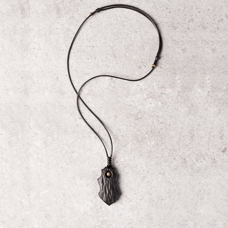 Nimara Ritual Ebony Wood Irregular Shape Copper Bead Peace Calm Necklace Pendant