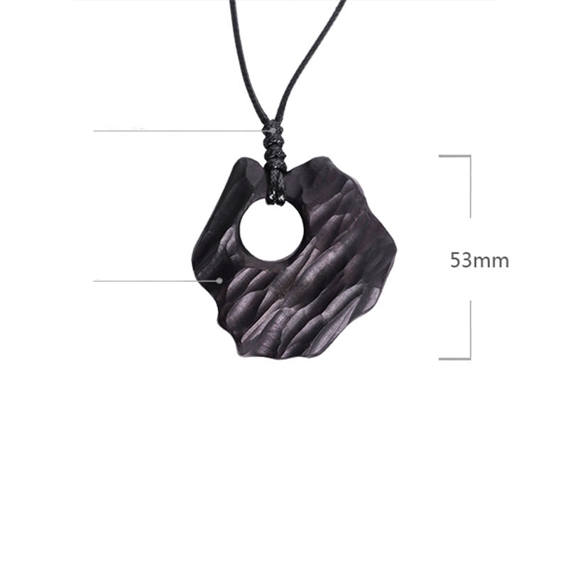 Nimara Ritual Ebony Wood Hollow Irregular Shape Peace Balance Necklace Pendant