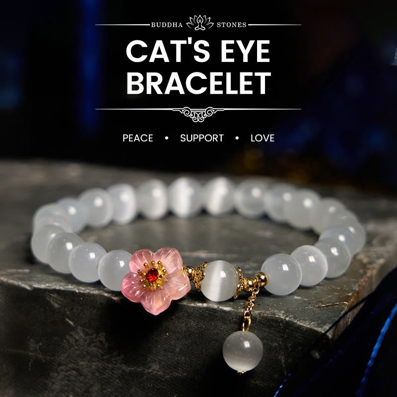 Nimara Ritual Chrysoberyl Cat's Eye Pink Flowers Support Bracelet