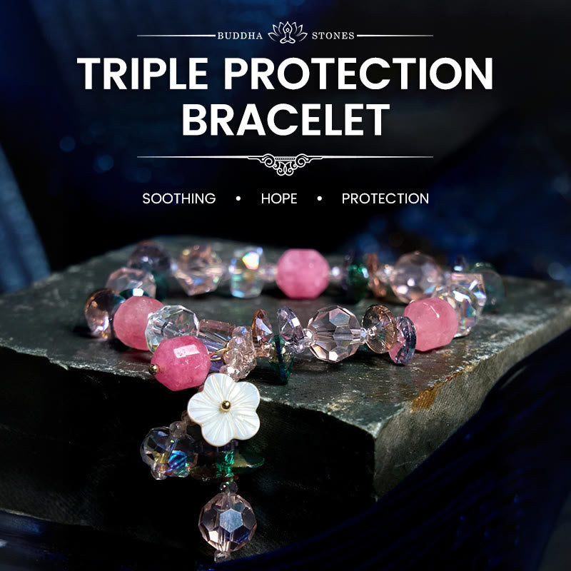 Nimara Ritual Pink Crystal Green Crystal White Crystal Flower Warmth Bracelet
