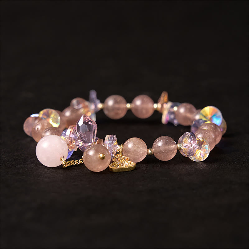 Nimara Ritual Strawberry Quartz Crystal Gourd Positive Bracelet