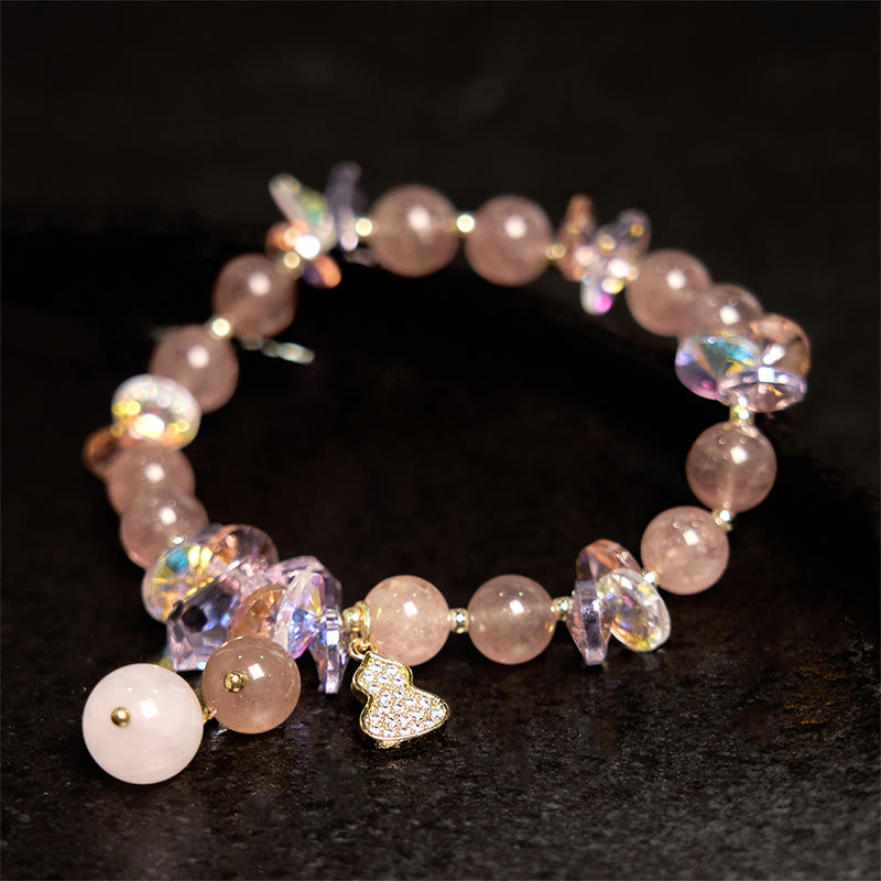 Nimara Ritual Strawberry Quartz Crystal Gourd Positive Bracelet