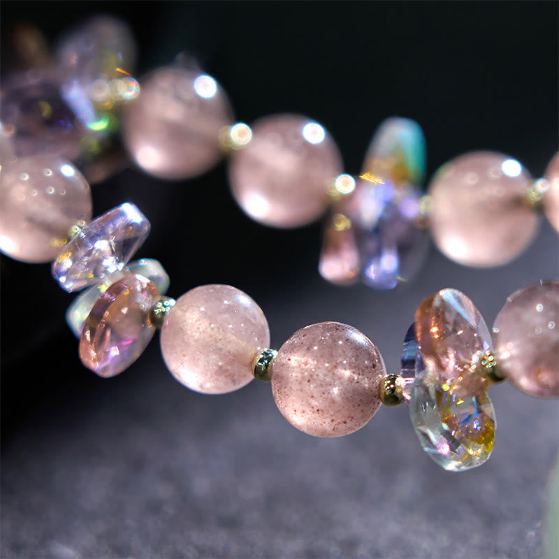 Nimara Ritual Strawberry Quartz Crystal Gourd Positive Bracelet