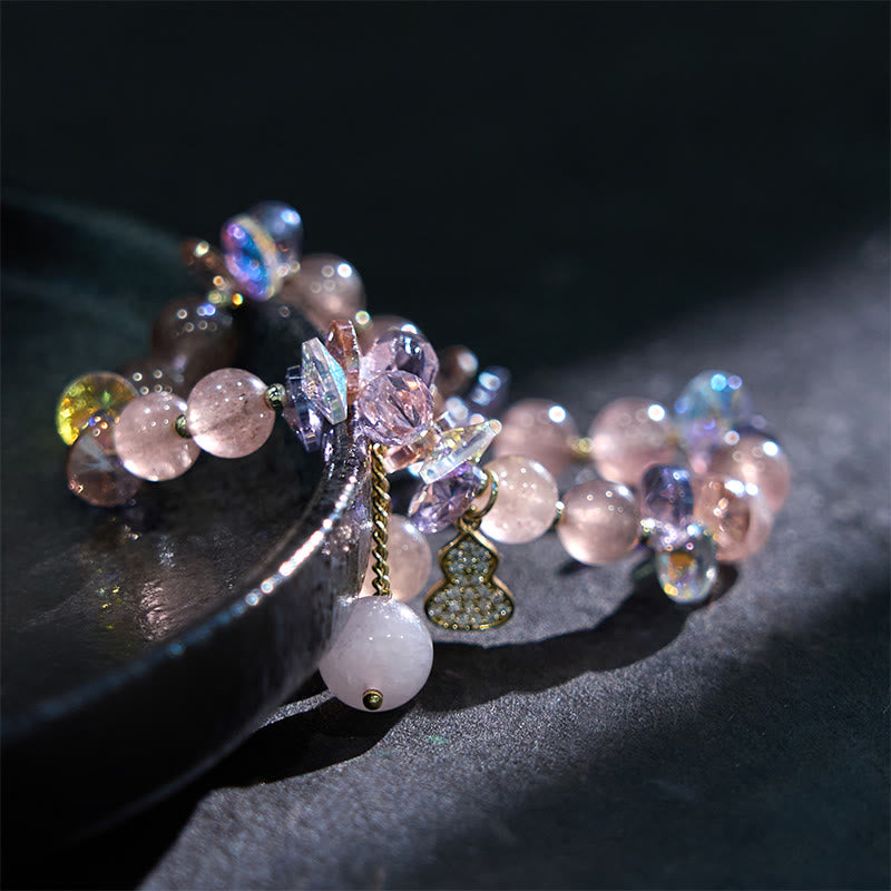 Nimara Ritual Strawberry Quartz Crystal Gourd Positive Bracelet