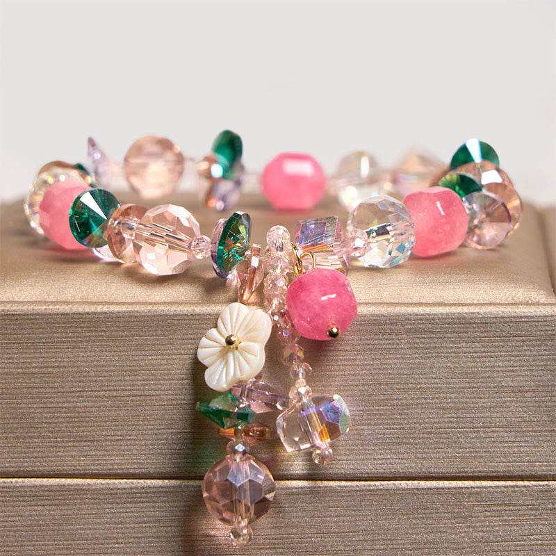 Nimara Ritual Pink Crystal Green Crystal White Crystal Flower Warmth Bracelet