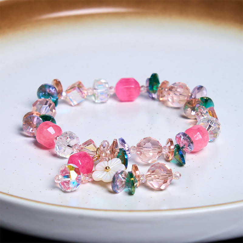 Nimara Ritual Pink Crystal Green Crystal White Crystal Flower Warmth Bracelet