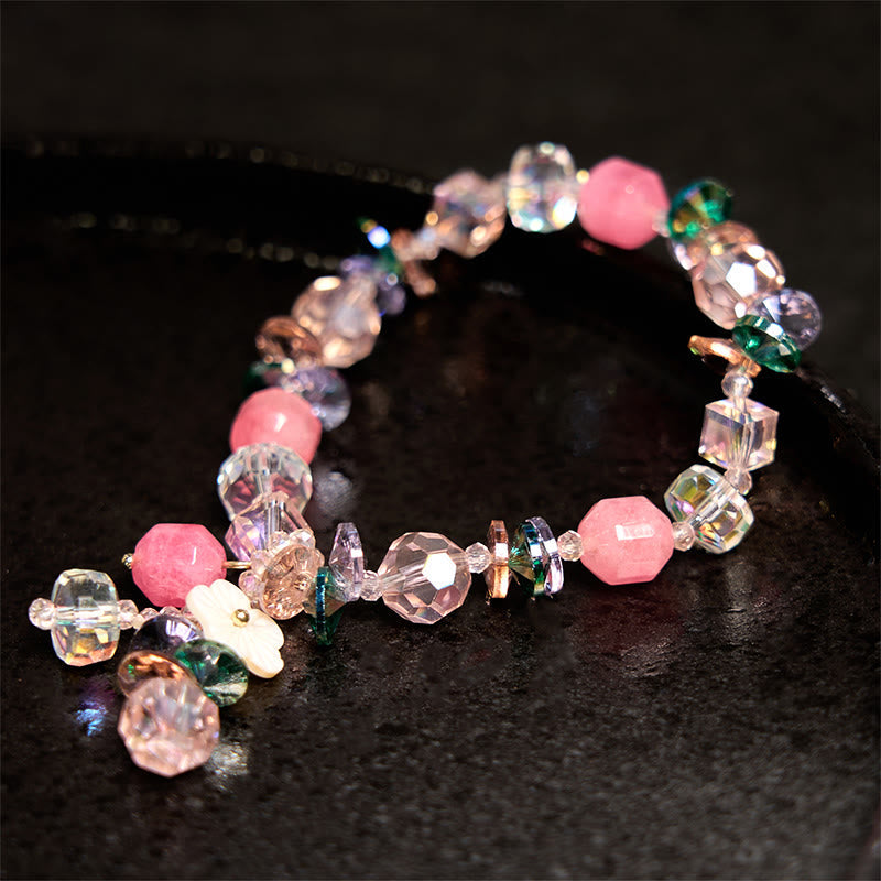 Nimara Ritual Pink Crystal Green Crystal White Crystal Flower Warmth Bracelet